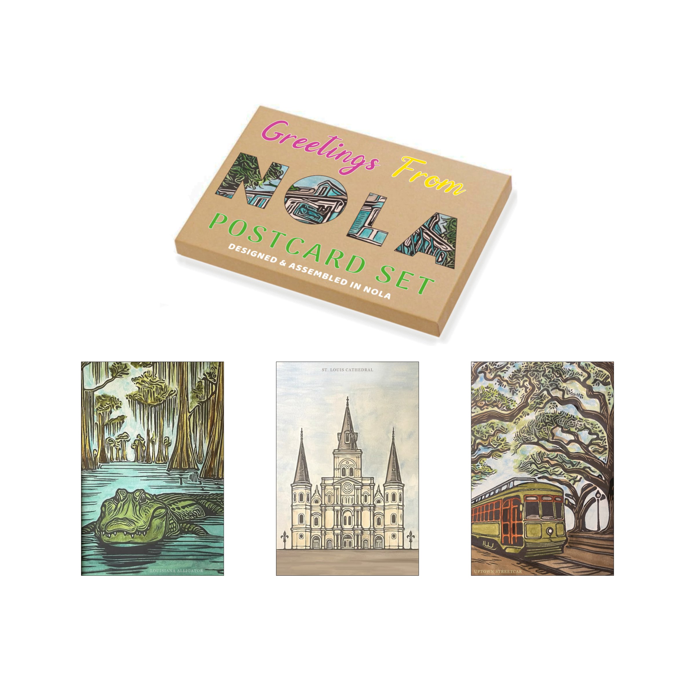 ミニシューモールド＆木製POSTCARDのセット NOLA Greeting Cards Set — Grounds Krewe